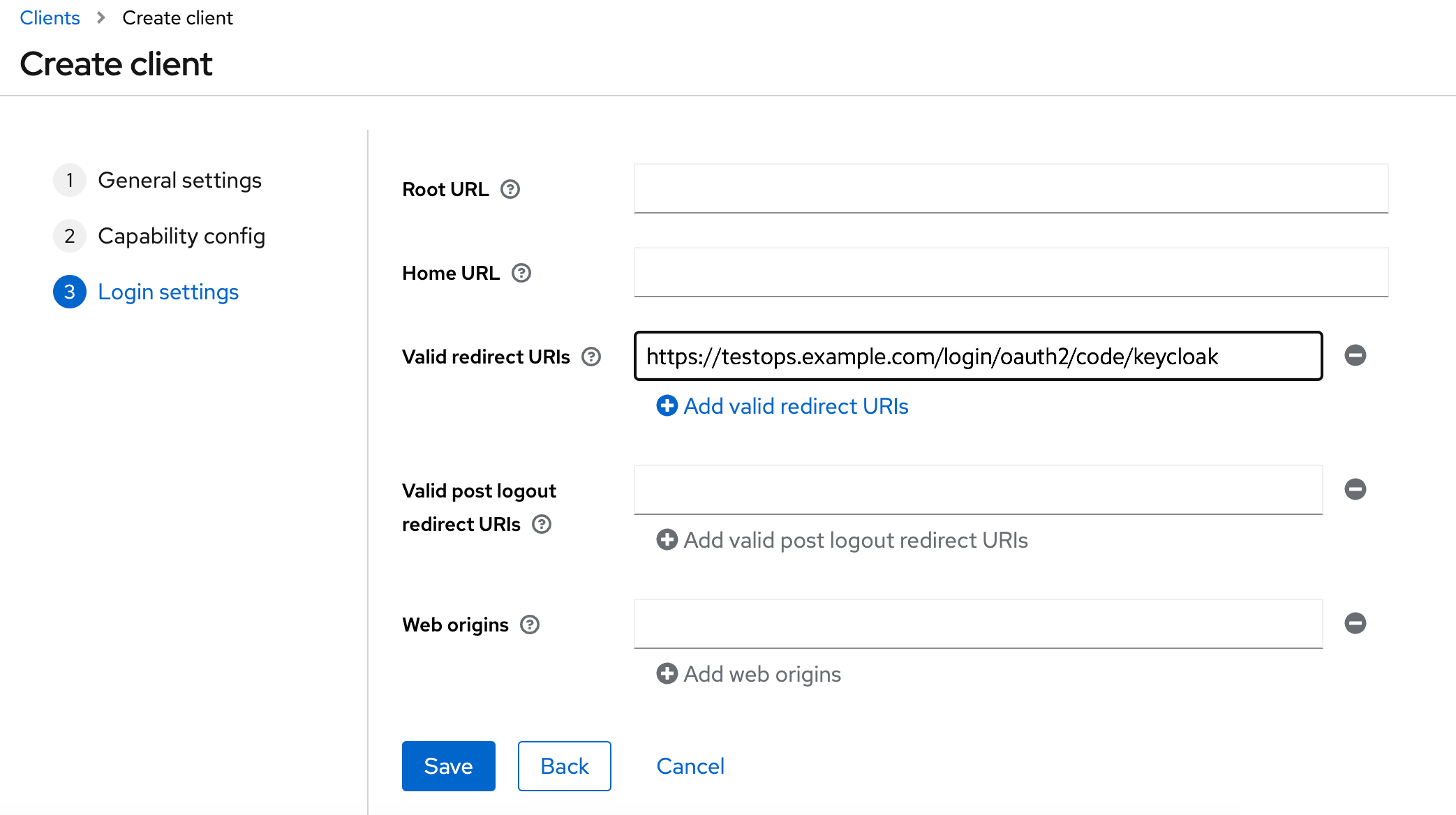 Add valid redirect URI