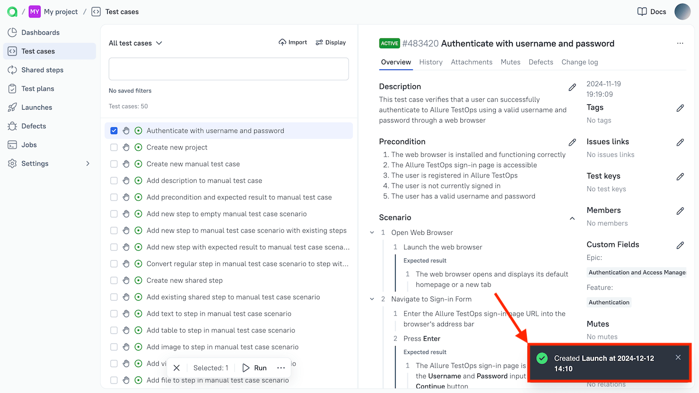 The notification is in the bottom right corner.