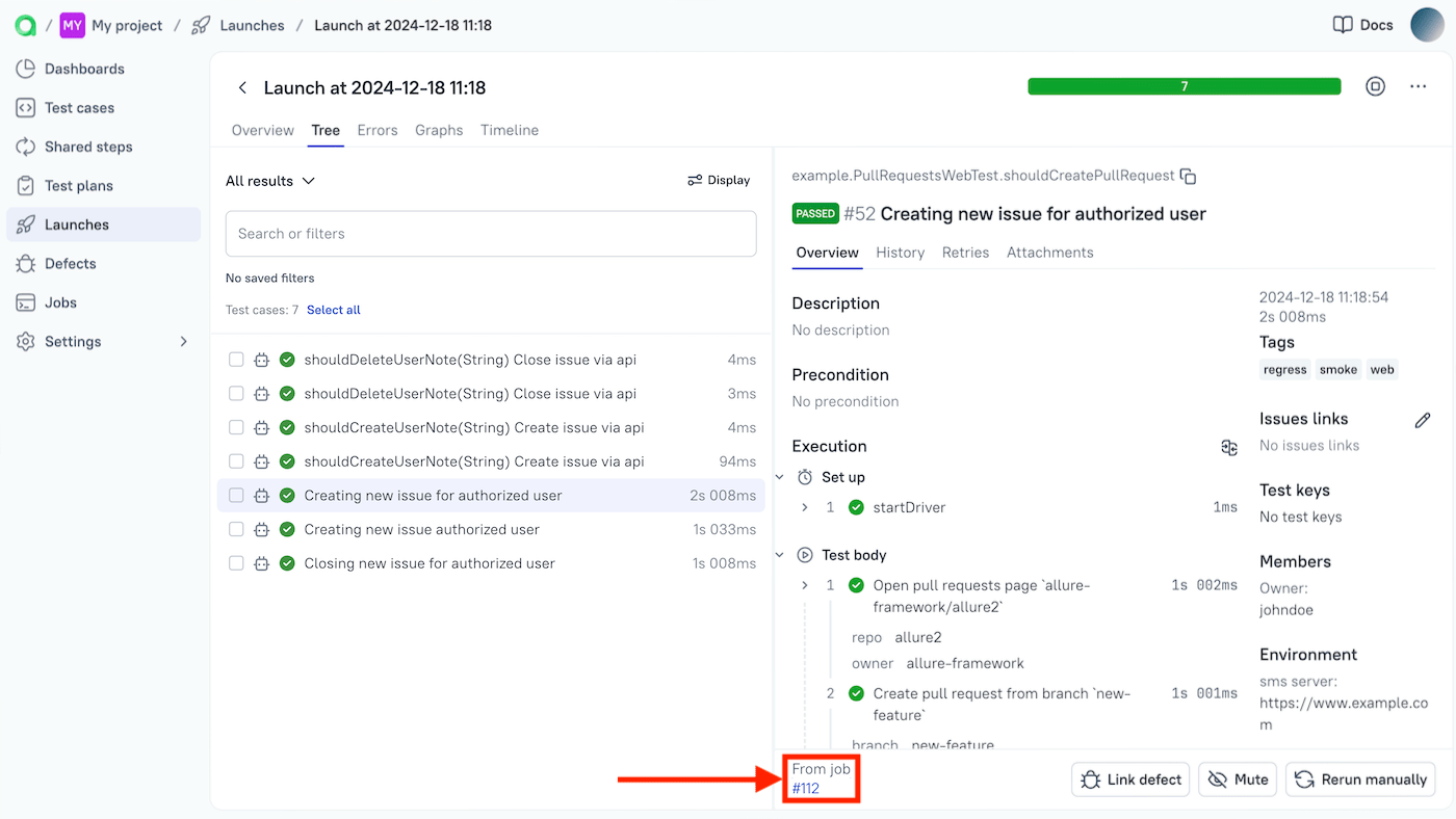 The link to the Jenkins pipeline is on the bottom.