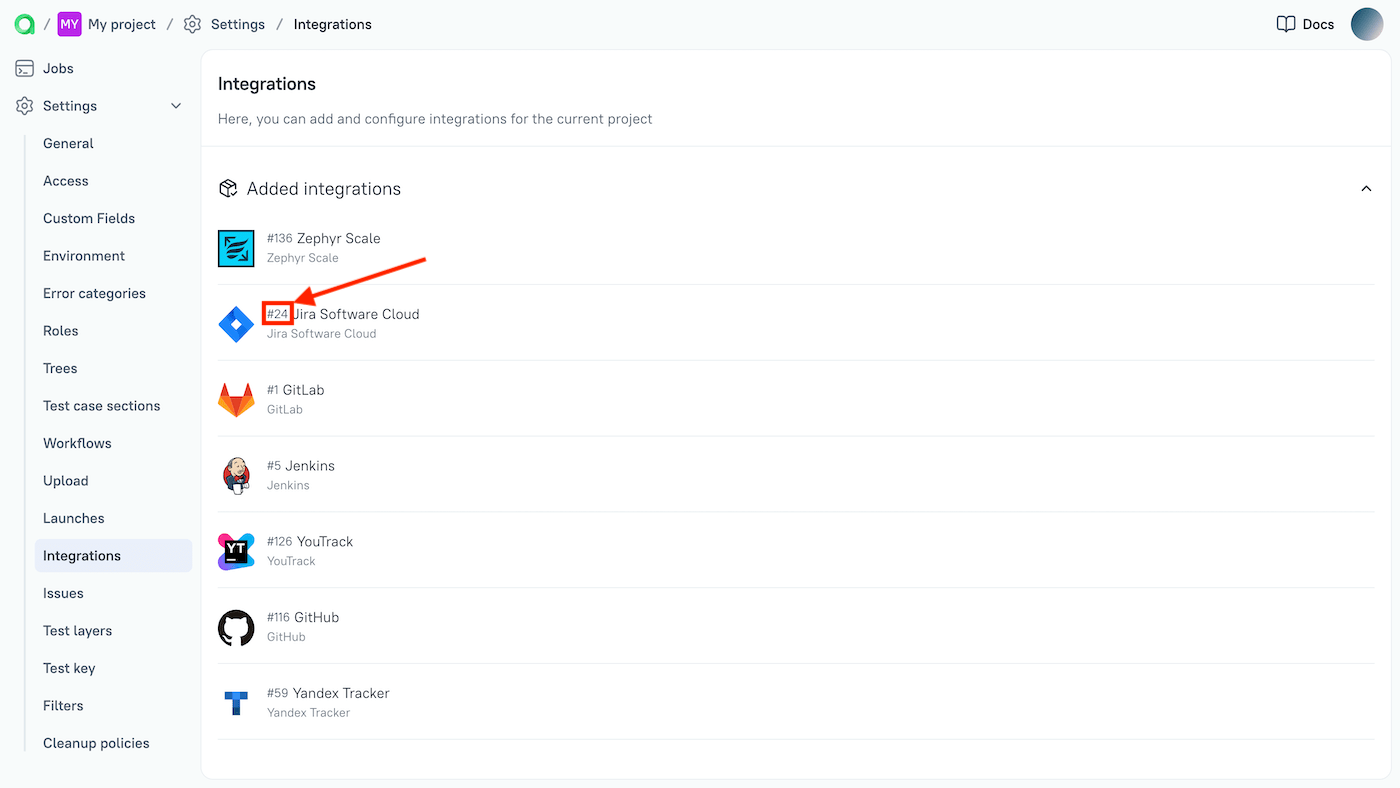 Integration ID location in TestOps
