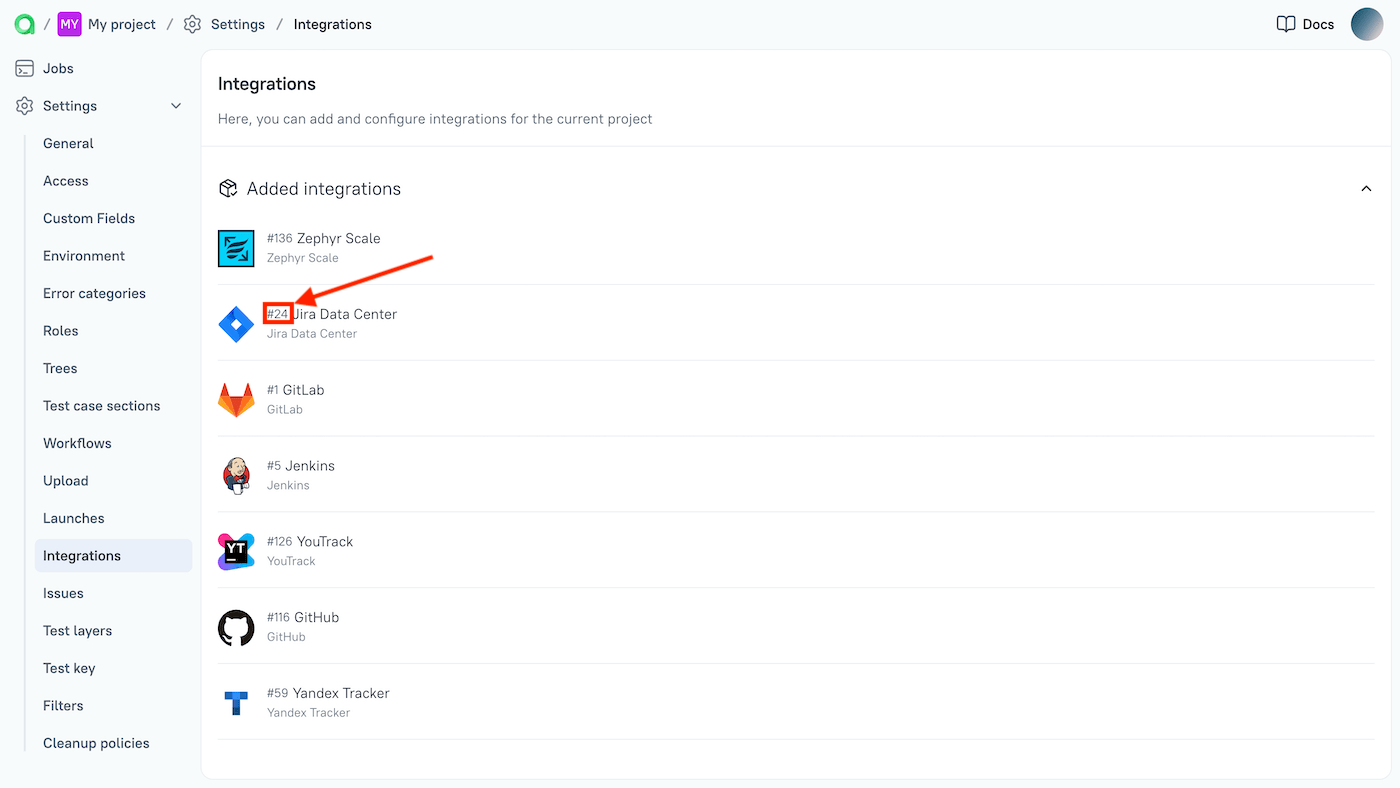 Integration ID location in TestOps