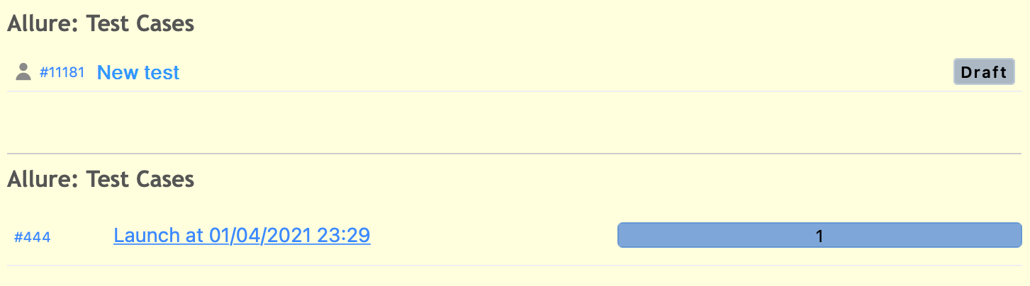The Redmine issue is successfully linked to Allure TestOps.