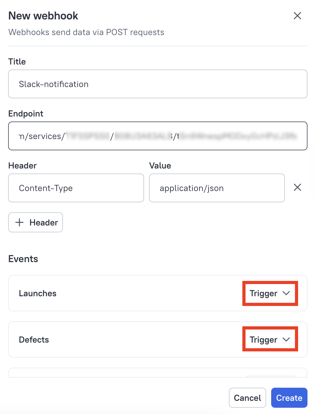 Event triggers for webhooks