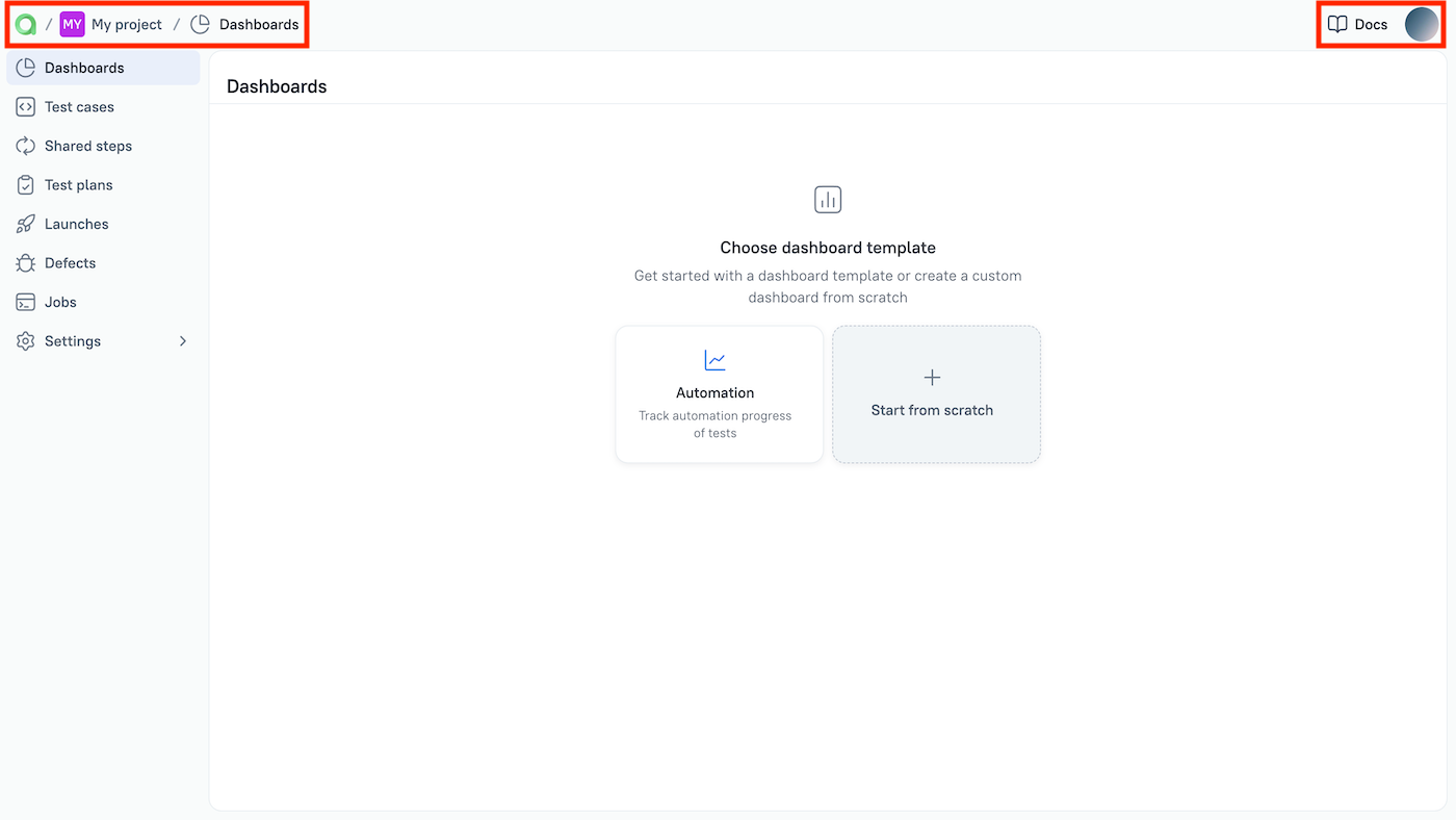 Breadcrumb navigation provides quick access to project and instance sections.