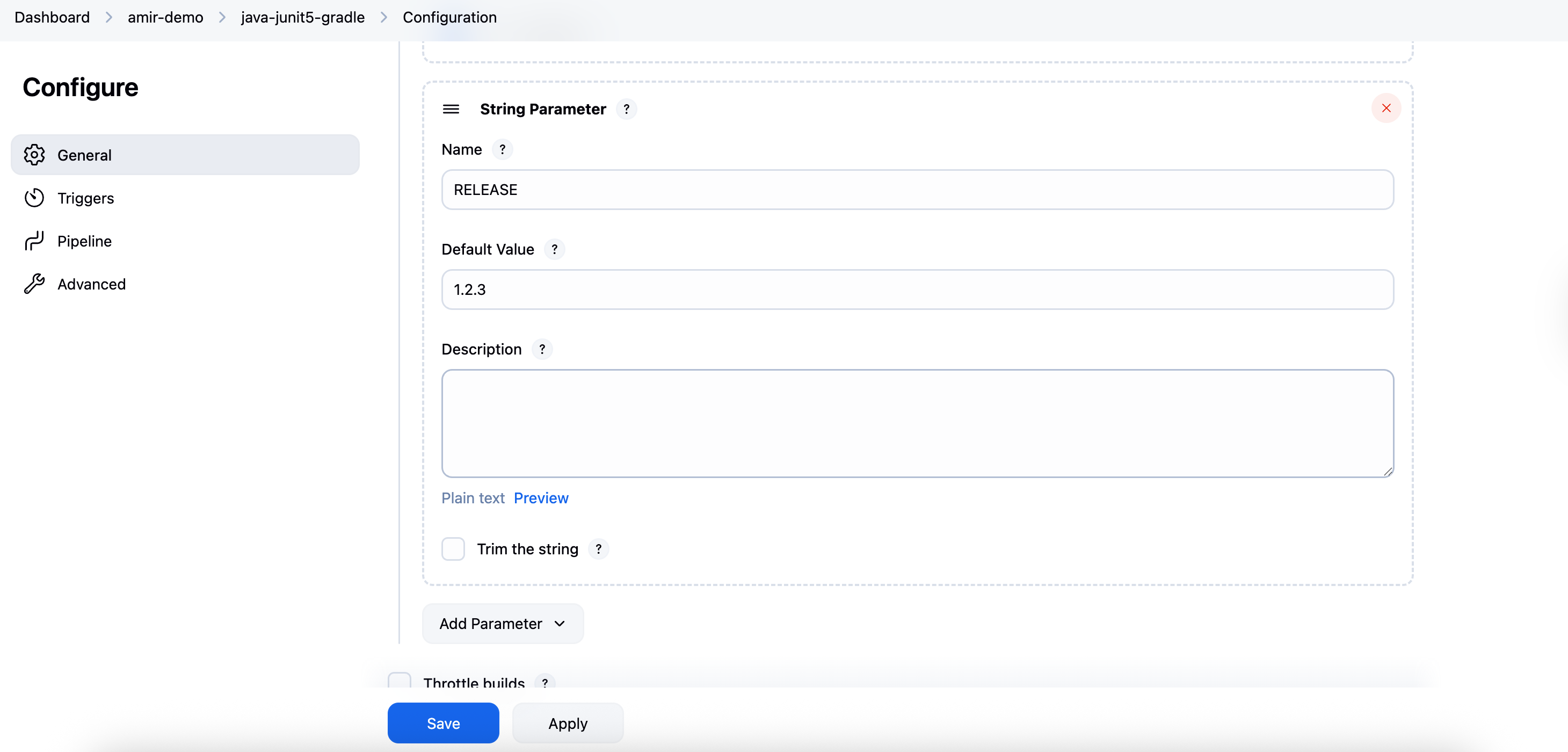 Adding a build parameter