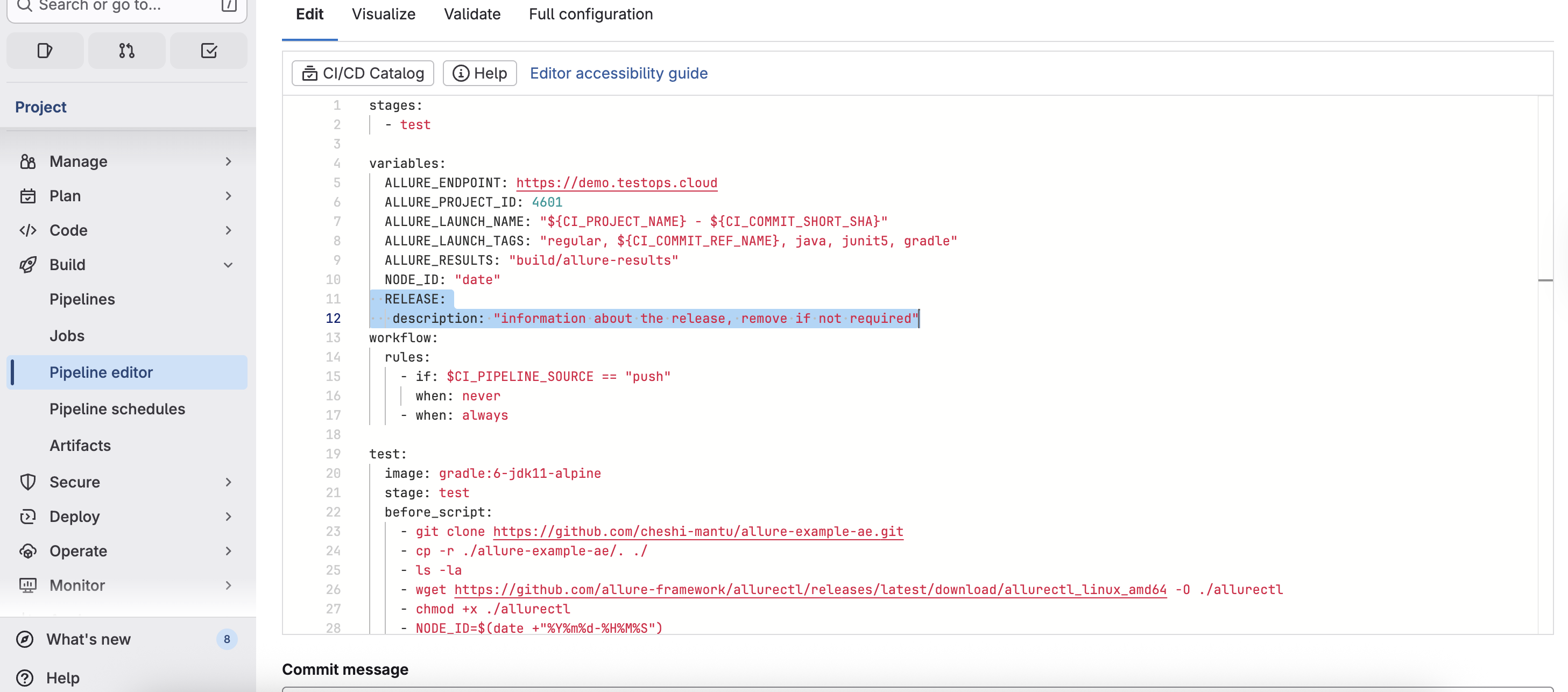 Adding a environment variable in GitLab