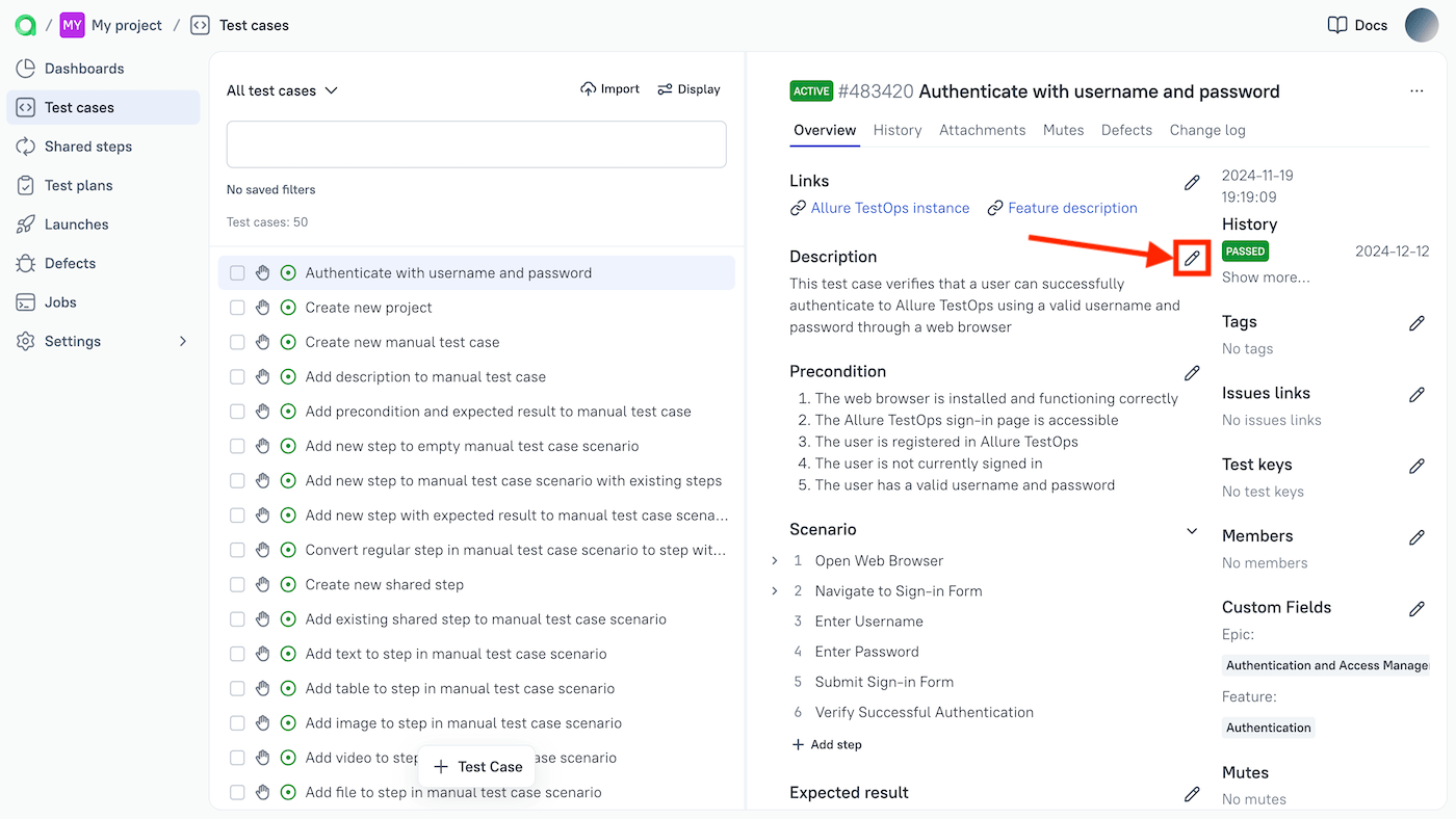 You can edit the test case attribute via UI.